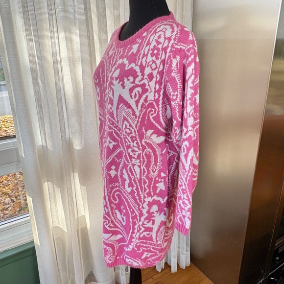 Vintage 1980s sweater, oversized long pink abstract top, Jordache, 10/12 (M/L) - Picture 2 of 8
